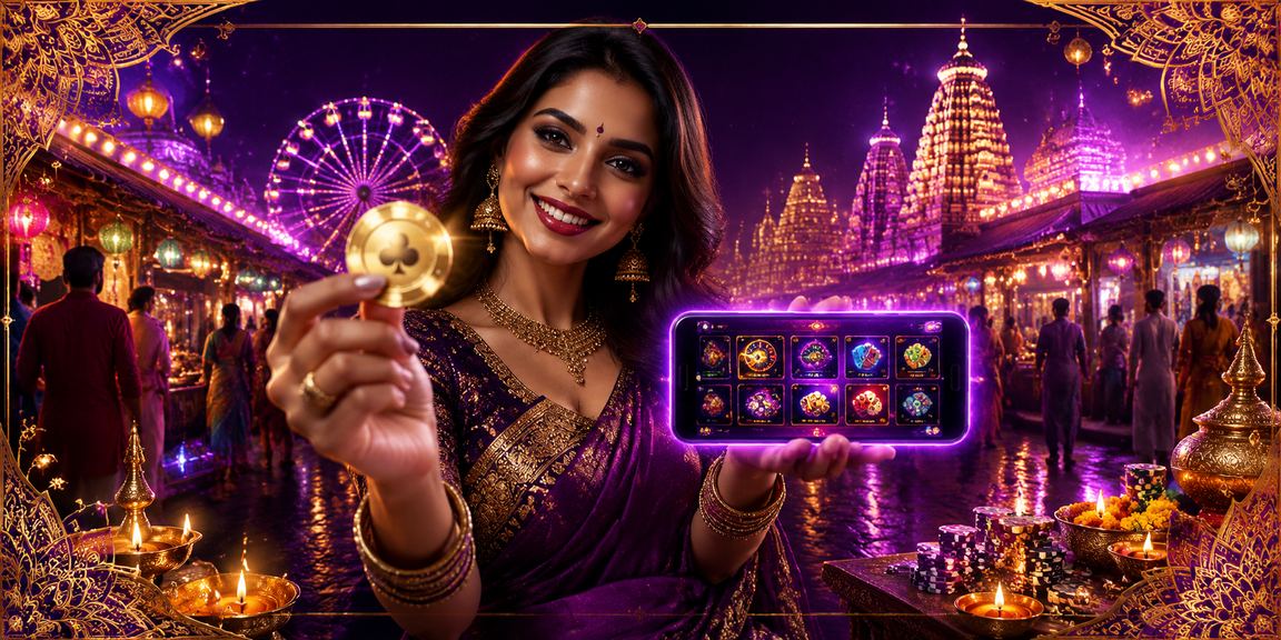 Enjoying mobile card games at night market in India