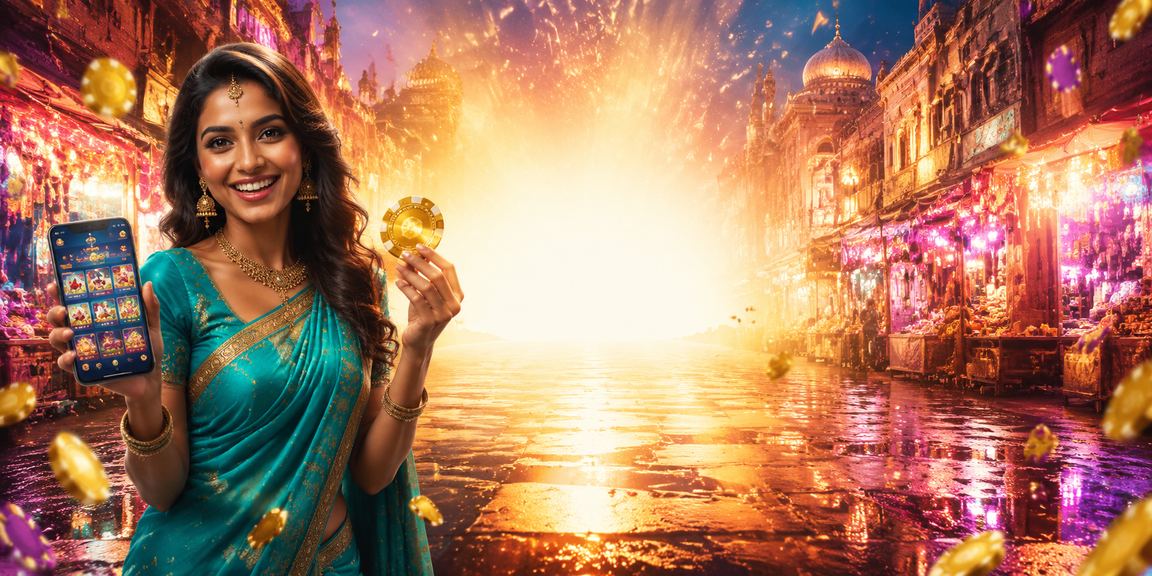 Mobile casino gaming in India visual with colorful saree theme