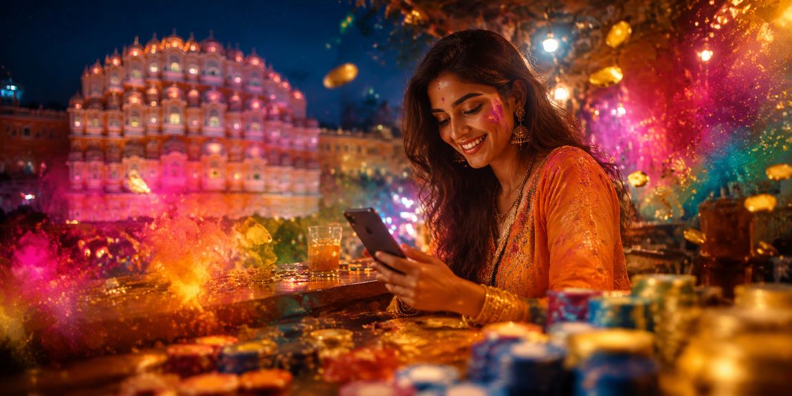 Holi festival crowd at Jaipur with vibrant colors and cultural celebration